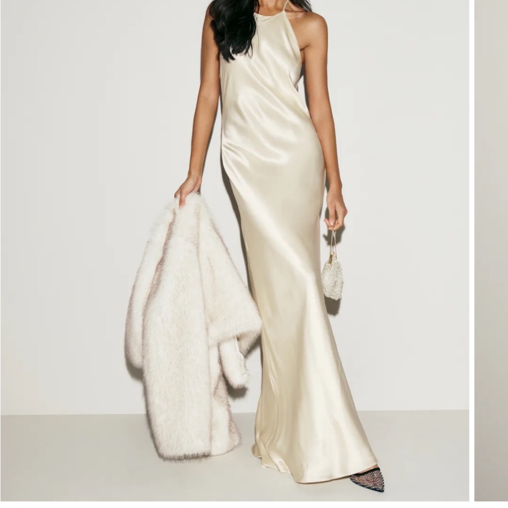 Reformation Cream Satin Gown
